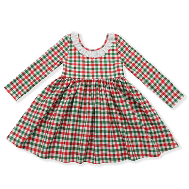 Holiday Gingham Twirl Dress