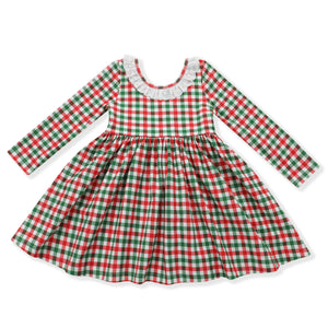 Holiday Gingham Twirl Dress