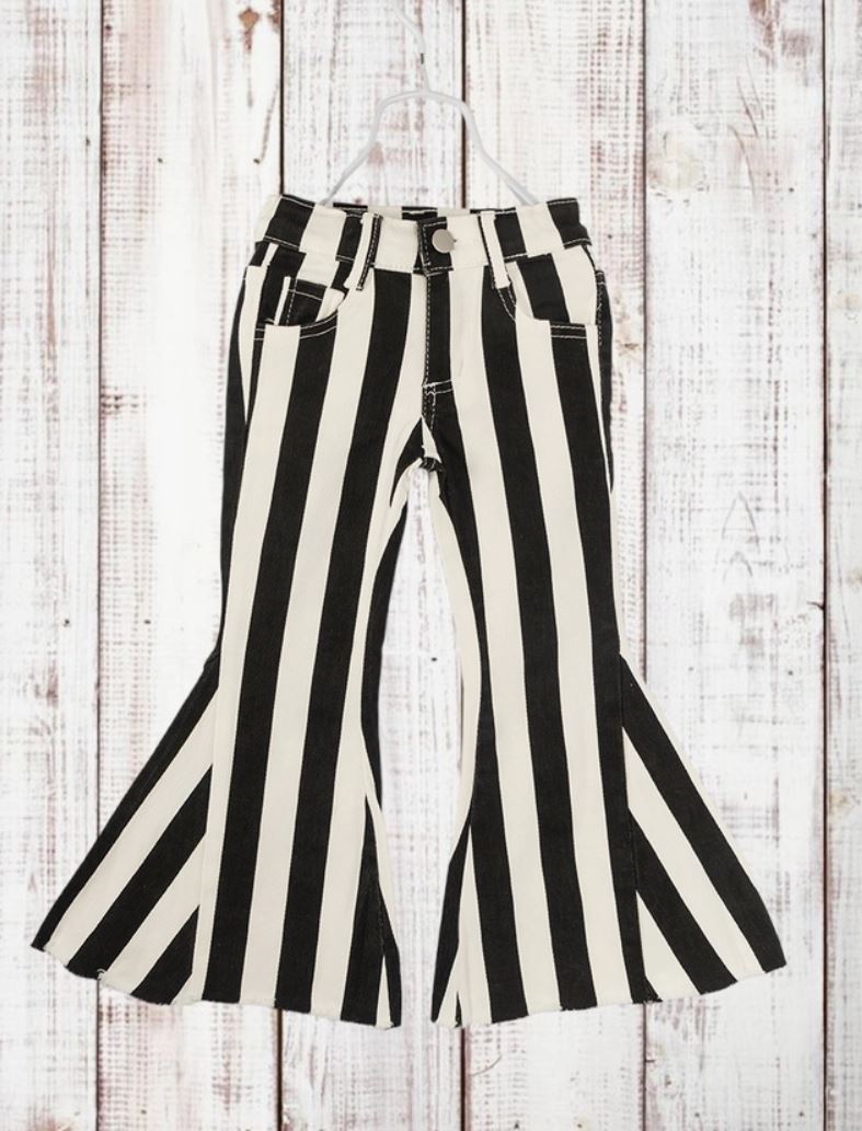 Black white striped bell 2025 bottoms