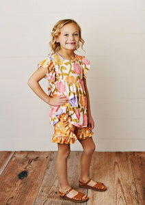 Retro Flower Summer Shirt and Short Outfit