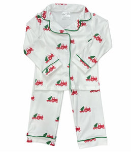 Holiday Tractor Button Down PJs