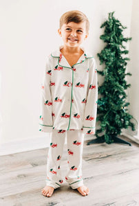 Holiday Tractor Button Down PJs