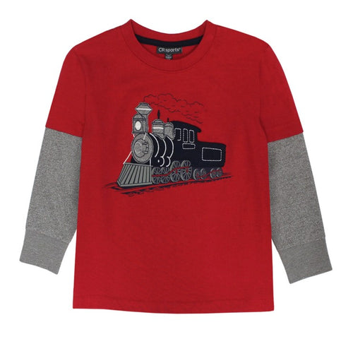 Red Steam Engine long sleeve tee