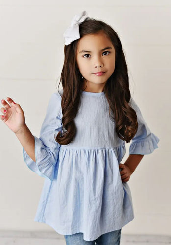 Blue Ruffle Shirt