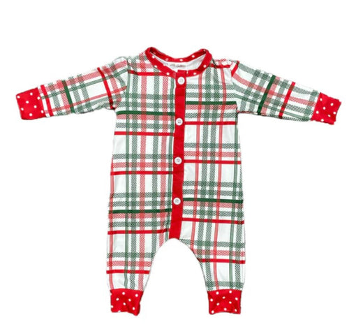 Christmas Plaid Buttflap Romper