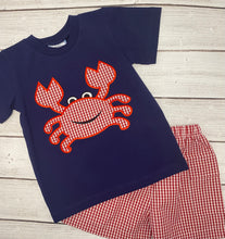 Load image into Gallery viewer, Crab Applique Boys Short Set