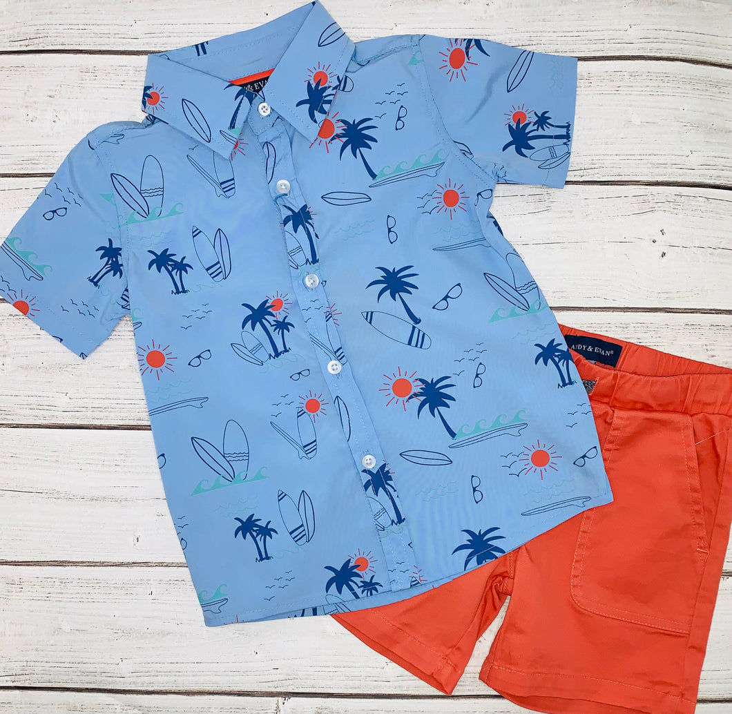 Boys Beach Button-Down Set