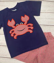 Load image into Gallery viewer, Crab Applique Boys Short Set