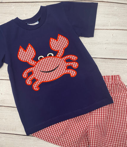 Crab Applique Boys Short Set