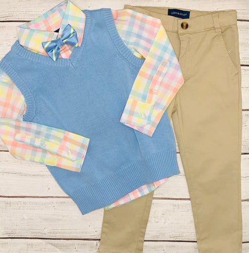 Boys Pastel Sweater Vest 4 piece set