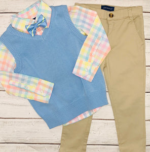 Boys Pastel Sweater Vest 4 piece set