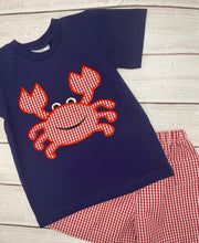 Load image into Gallery viewer, Crab Applique Boys Short Set